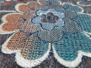 chenille flower pattern green jacquard fabric