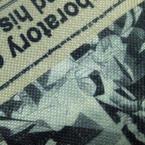 fabric newspaper print close look