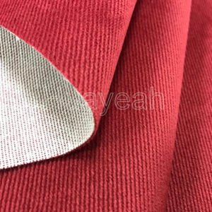 red velour fabric backside