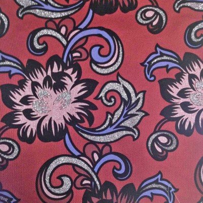 print flocked damask fabric with bronzing
