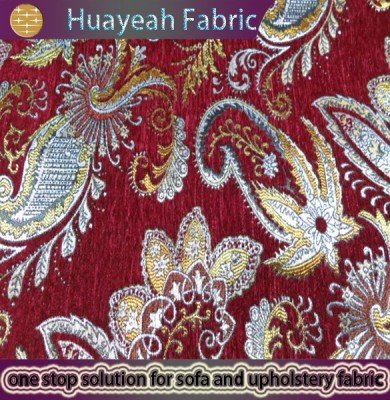 red chenille fabric sofa
