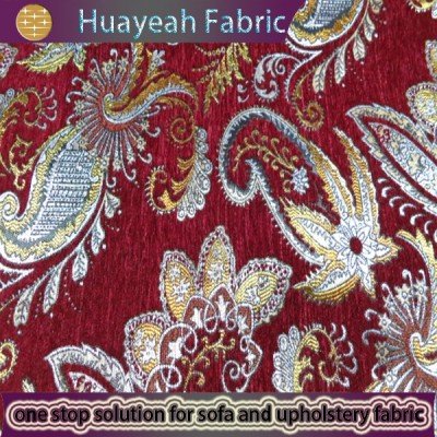 red chenille fabric sofa