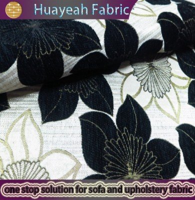 black floral decorator fabric