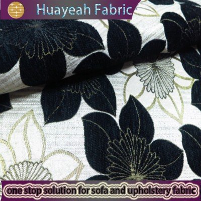 black floral decorator fabric