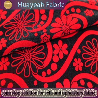 strip flower design flock in flock fabric