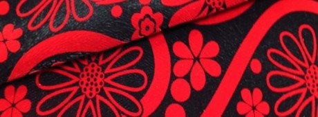 strip flower design flock in flock fabric