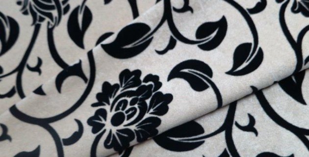 black floral decorator fabric