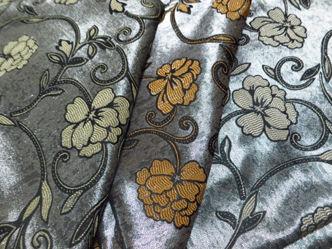 grey floral curtain fabric